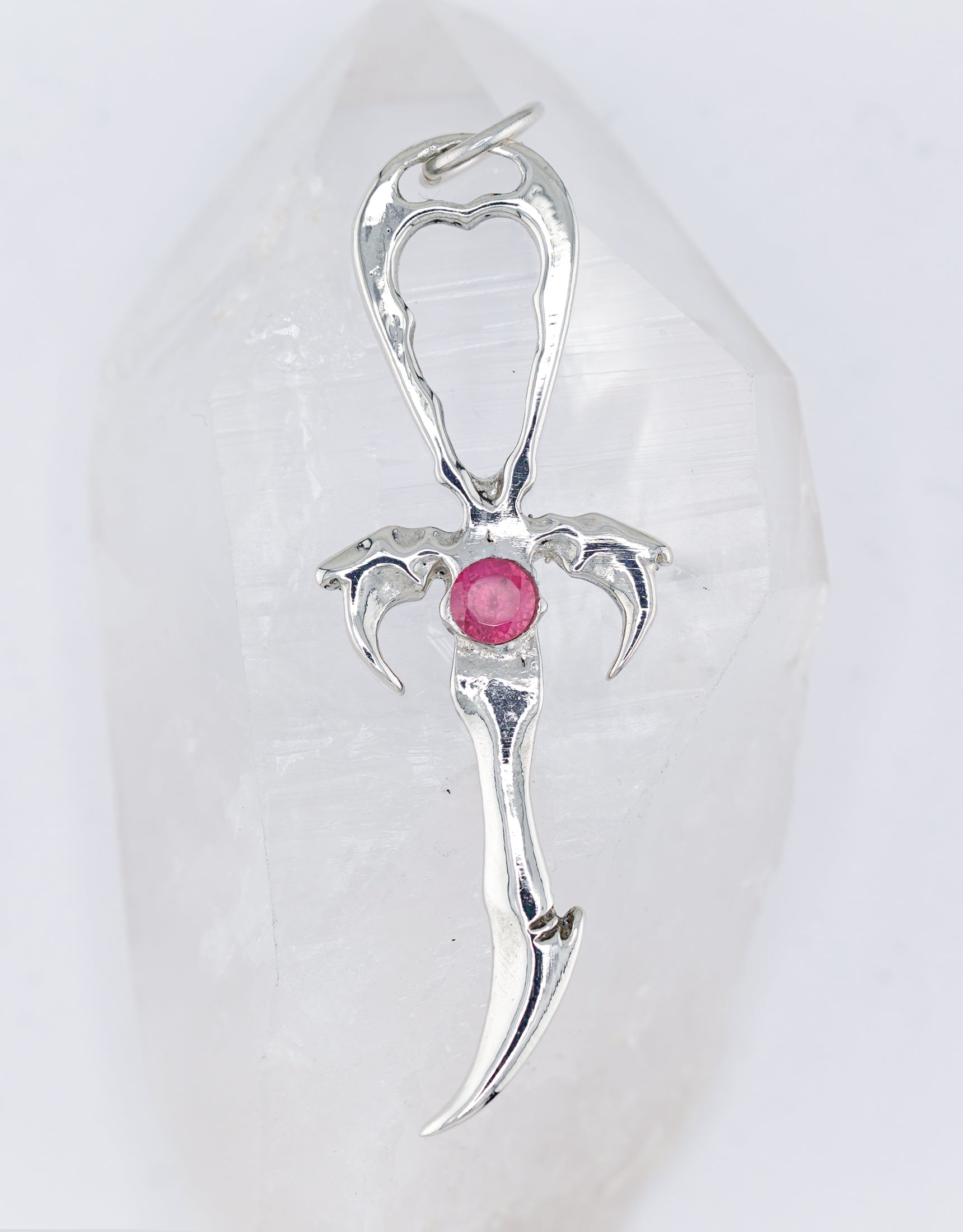 Rose Tourmaline & 925 Silver Vampire Ankh - Mystery Control x Endless Night